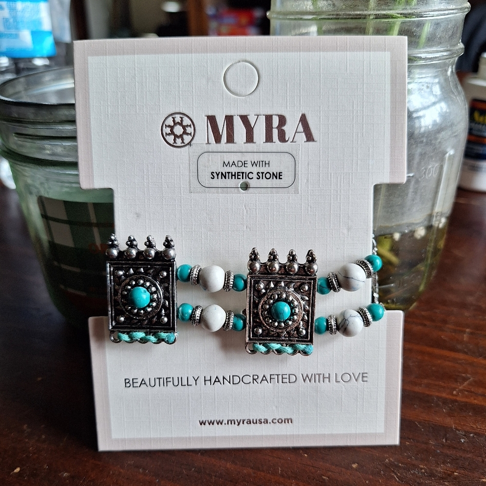 Myra Bag Turquoise and Silver Handcrafted Bracelet